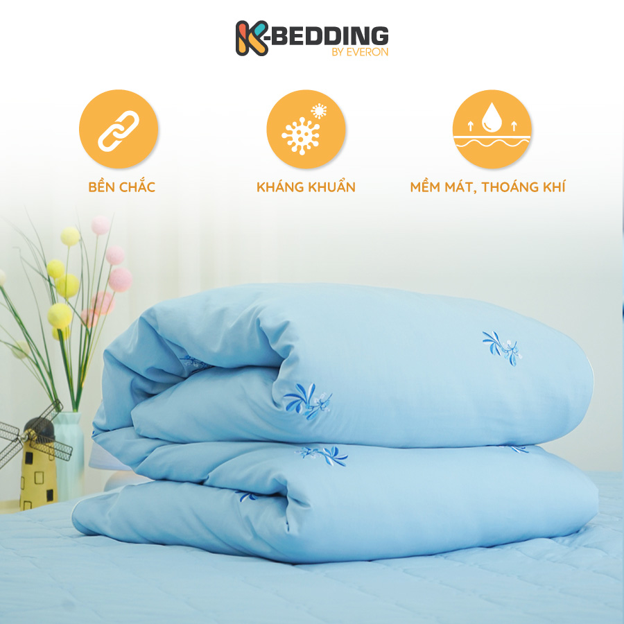 Chăn bốn mùa K-Bedding by Everon KMTS 107 Micro Tencel Xanh nhạt, mền chần bông mỏng, mềm mịn mát lạnh mùa hè  Blanket Duvet