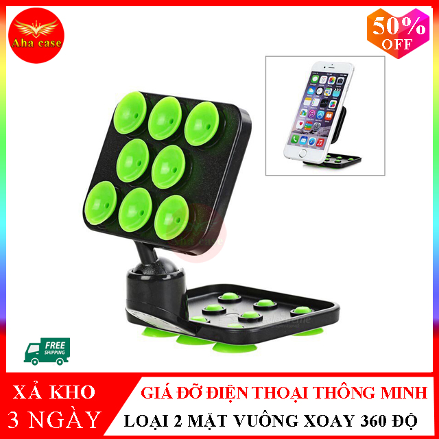 Gía đỡ điện thoại hút chân không 2 đâu có thể xoay 360 độ cực kỳ chắc chắn, đế hít điện thoại siêu bền