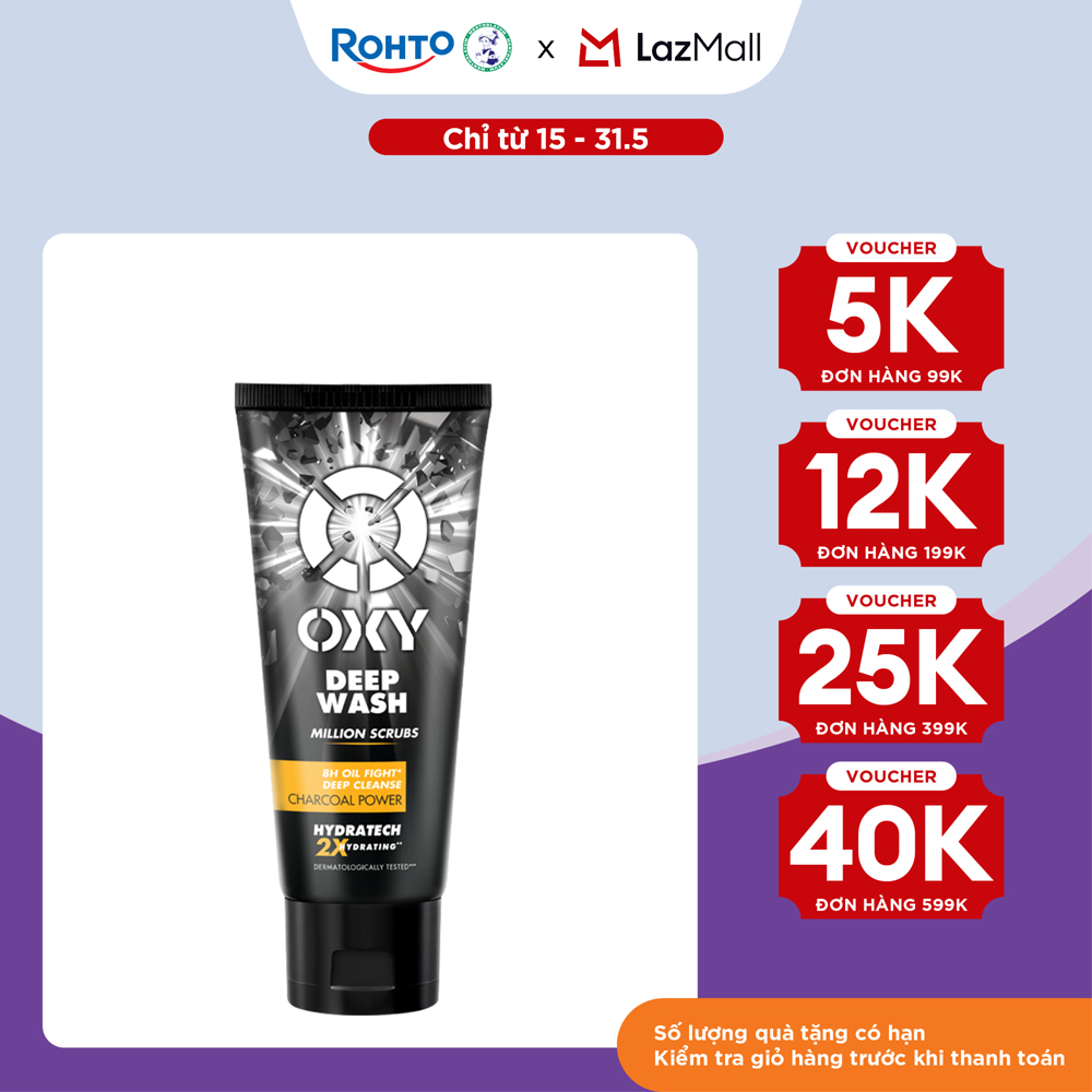 Sữa rửa mặt cho nam Oxy sạch sâu giảm nhờn dạng kem có hạt massage Oxy Deep Wash 100g