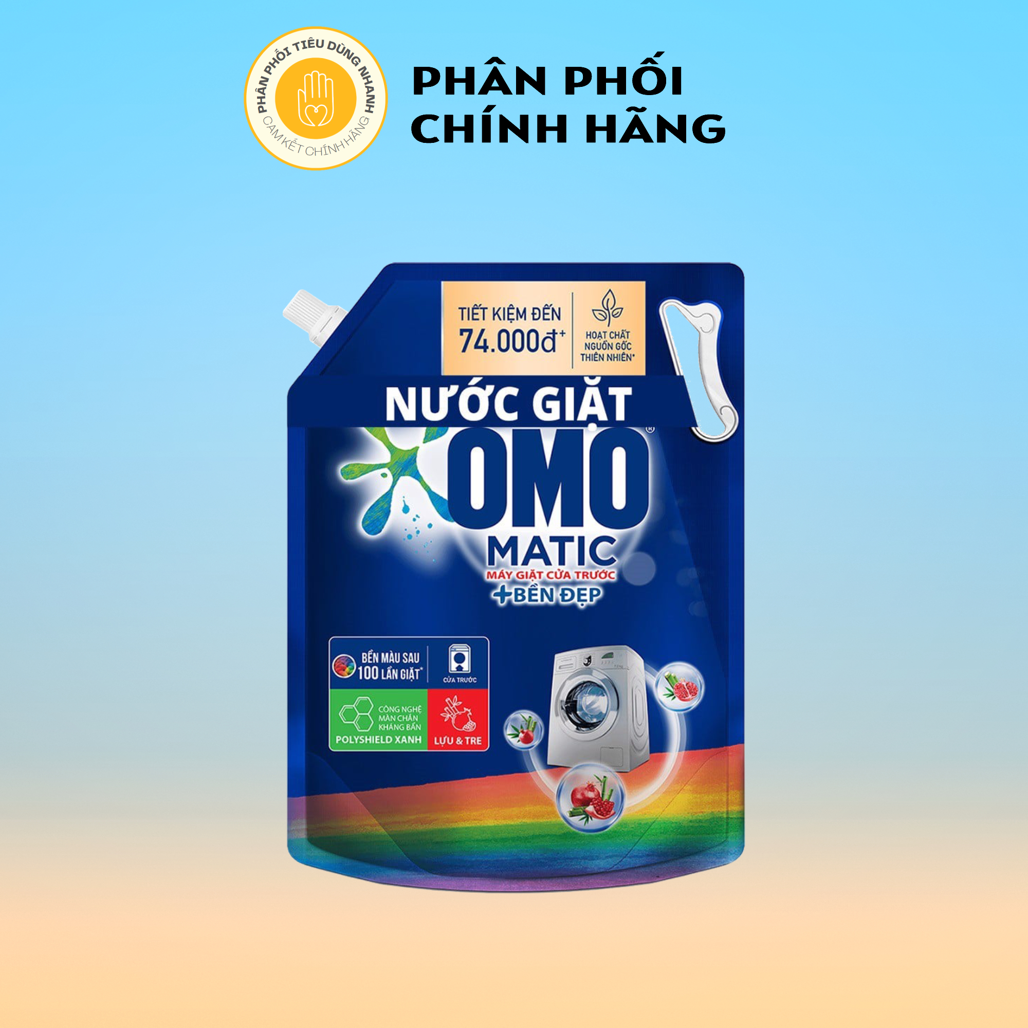 Nước giặt Omo Matic bền đẹp Lựu Và Tre cho máy giặt cửa trước 3.7kg