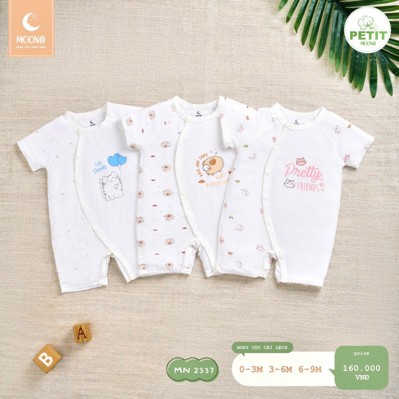 Body cộc Moon vải sợi tre mềm, mát họa tiết dễ thương