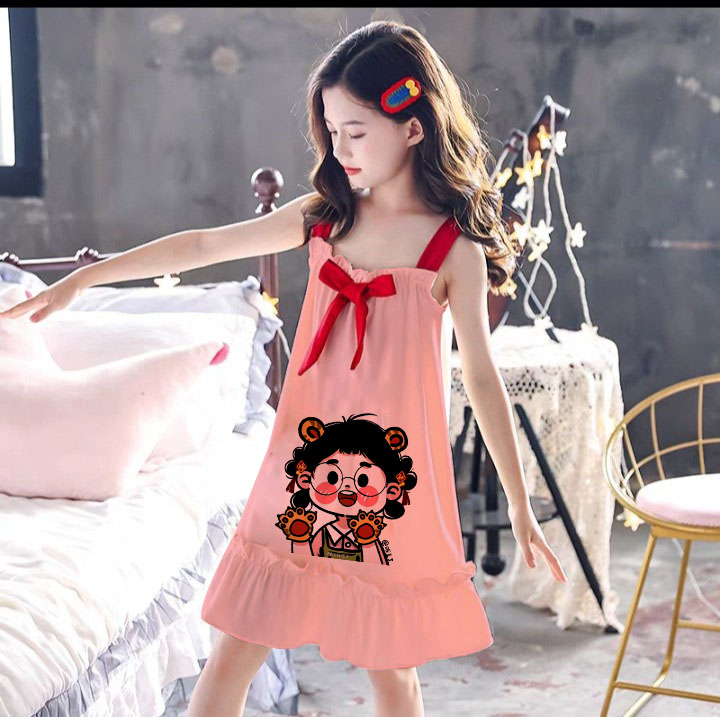 Váy 2 dây phối màu cho bé gái tay gấu xinh xắn đủ size từ 9 đến 57kg PHƯƠNG THÁI