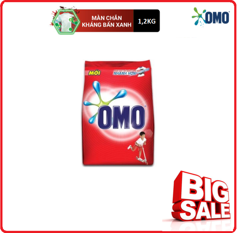 Bột Giặt OMO Đỏ Công Nghệ Giặt Xanh Gói 1.2Kg