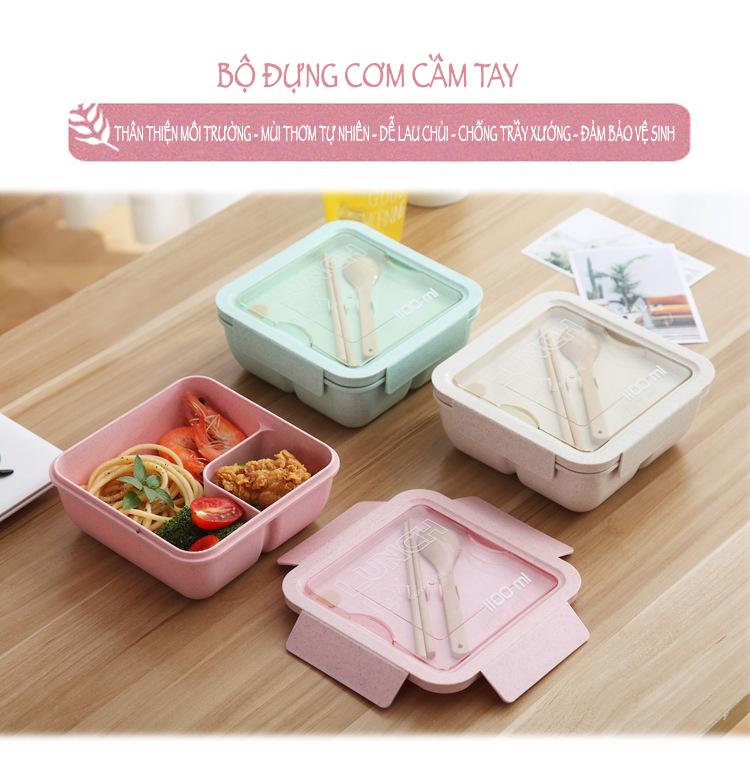 Analist hộp đựng cơm tiện lợi làm từ lúa mì an toàn, dễ lau chùi chống trầy xước - hộp đựng cơm trưa, dã ngoại