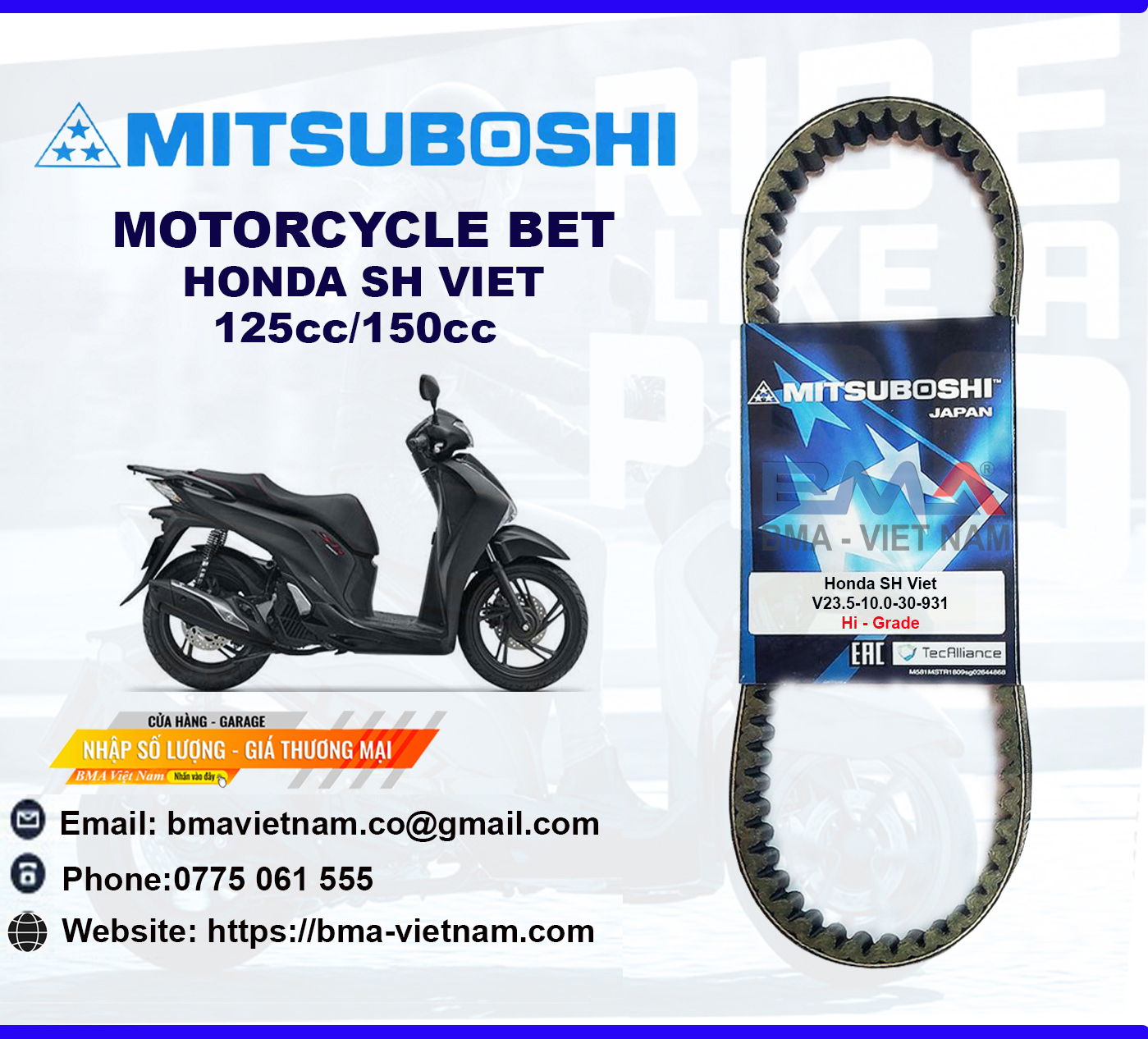 Dây curoa Mitsuboshi cho xe Honda SH Việt 125cc/150cc