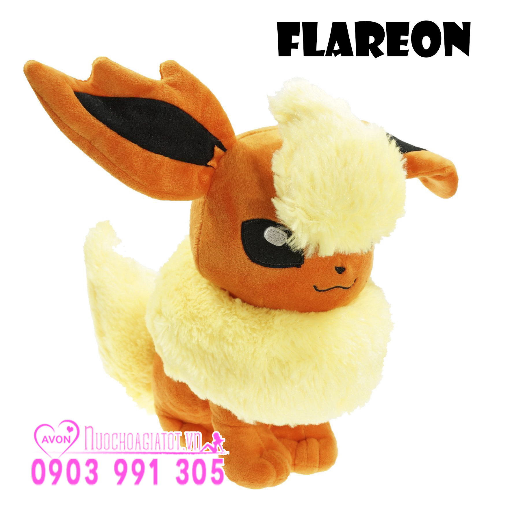 Tặng túi quà - gấu bông pokemon go eevee flareon booster hệ lửa màu cam 30cm