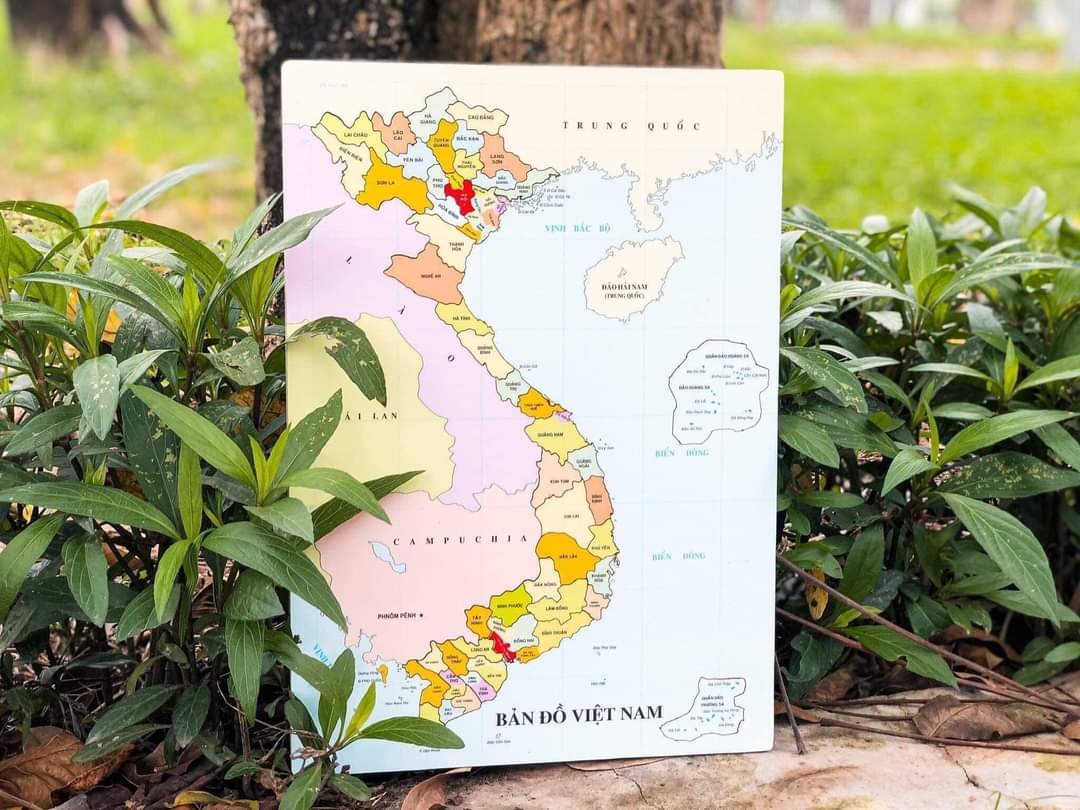 Bản đồ ghép A3 Việt Nam chất liệu gỗ an toàn cho bé