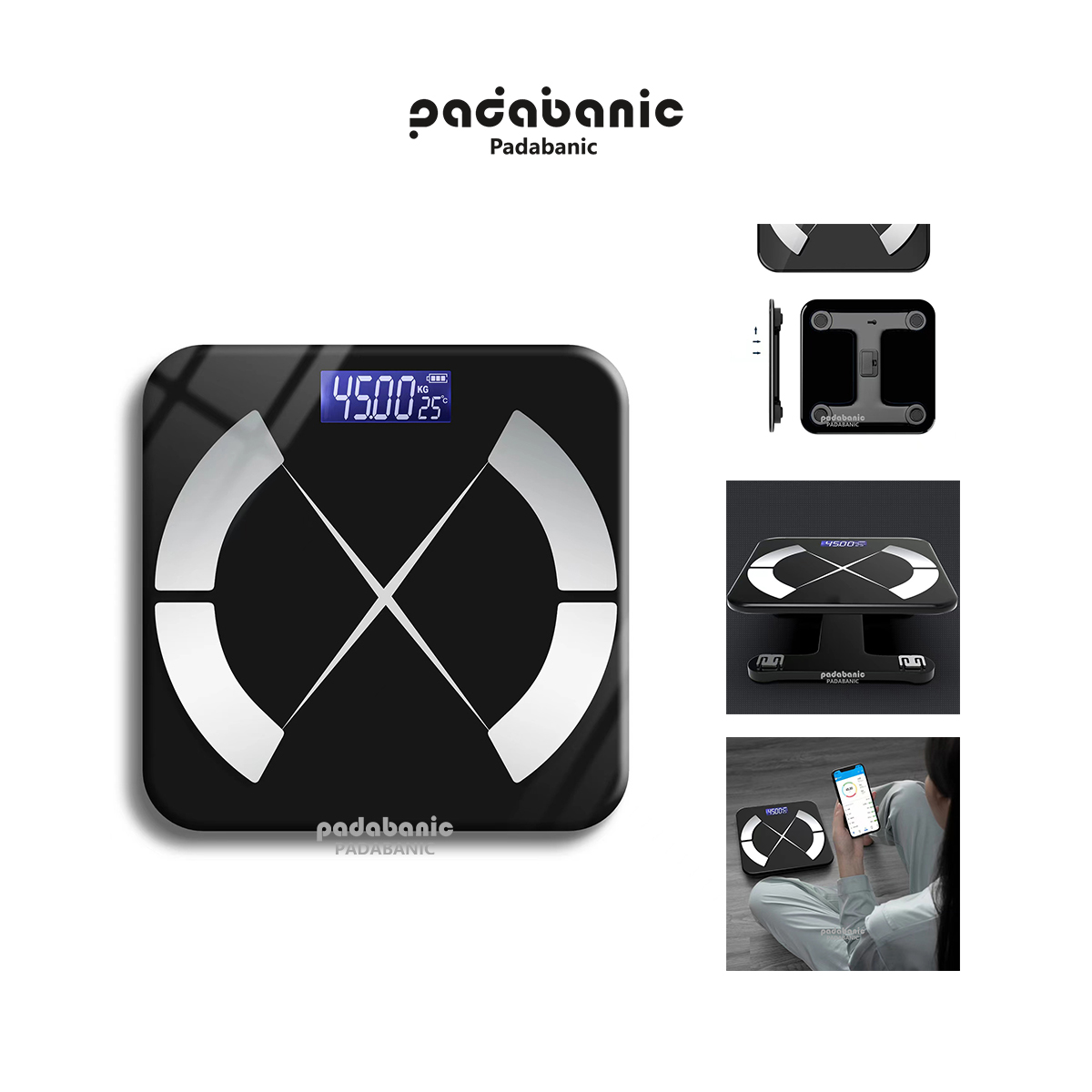 Cân điện tử cân sức khỏe padabanic kết nối bluetooth phân tích chỉ số cơ thể