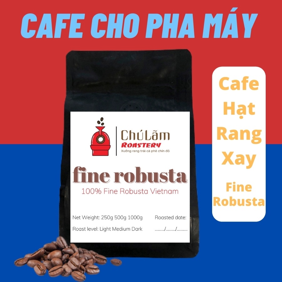 Cà phê FINERO hạt robusta Campout fine robusta cafe pha máy Việt Nam rang xay chín đỏ 100%, lên men tự nhiên