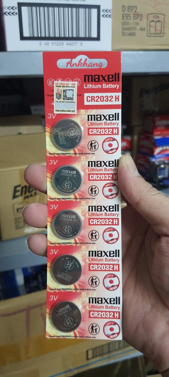Vỉ 5 viên pin cmos cr2032 / cr 2032 3v maxell lithium dùng cho smartkey, remote