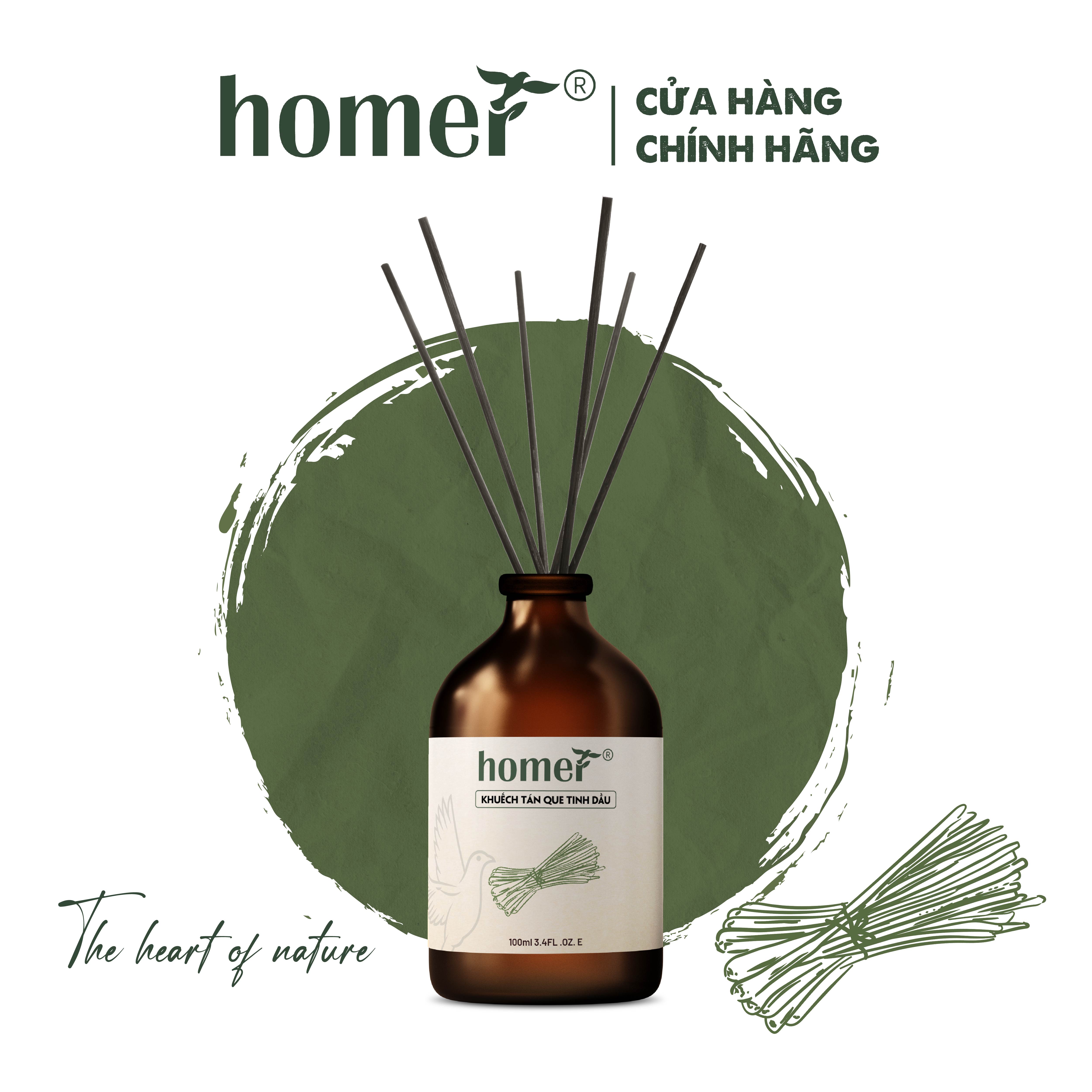 [ Chai 100ML/ 250ML ] Tinh dầu thơm phòng khuếch tán dạng que gỗ thiên nhiên HOMER dung tích 100ml/250ml - Thơm suốt 600 giờ, khử mùi, thơm phòng, không độc hại