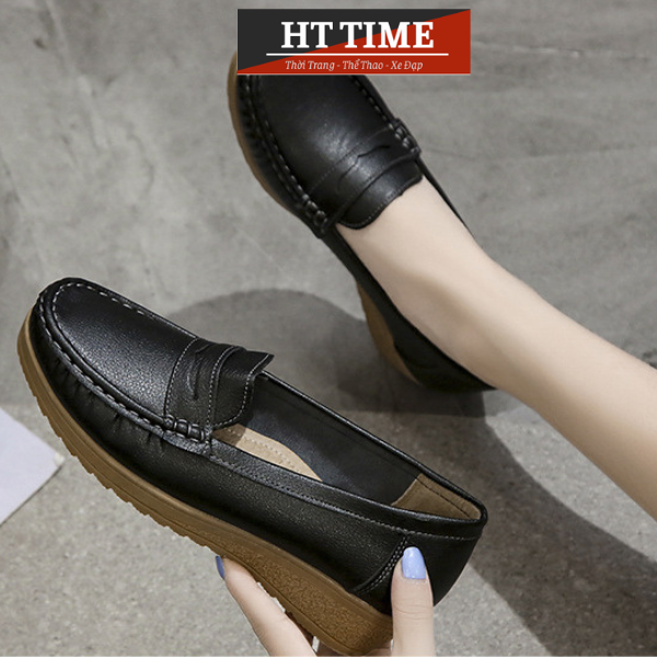 Giày Lười Nữ, Giày Mọi Nữ Thời Trang Chất Da Cao Cấp Đế Cao Su Êm Chân Thoáng Khí Chống Trơn Trượt