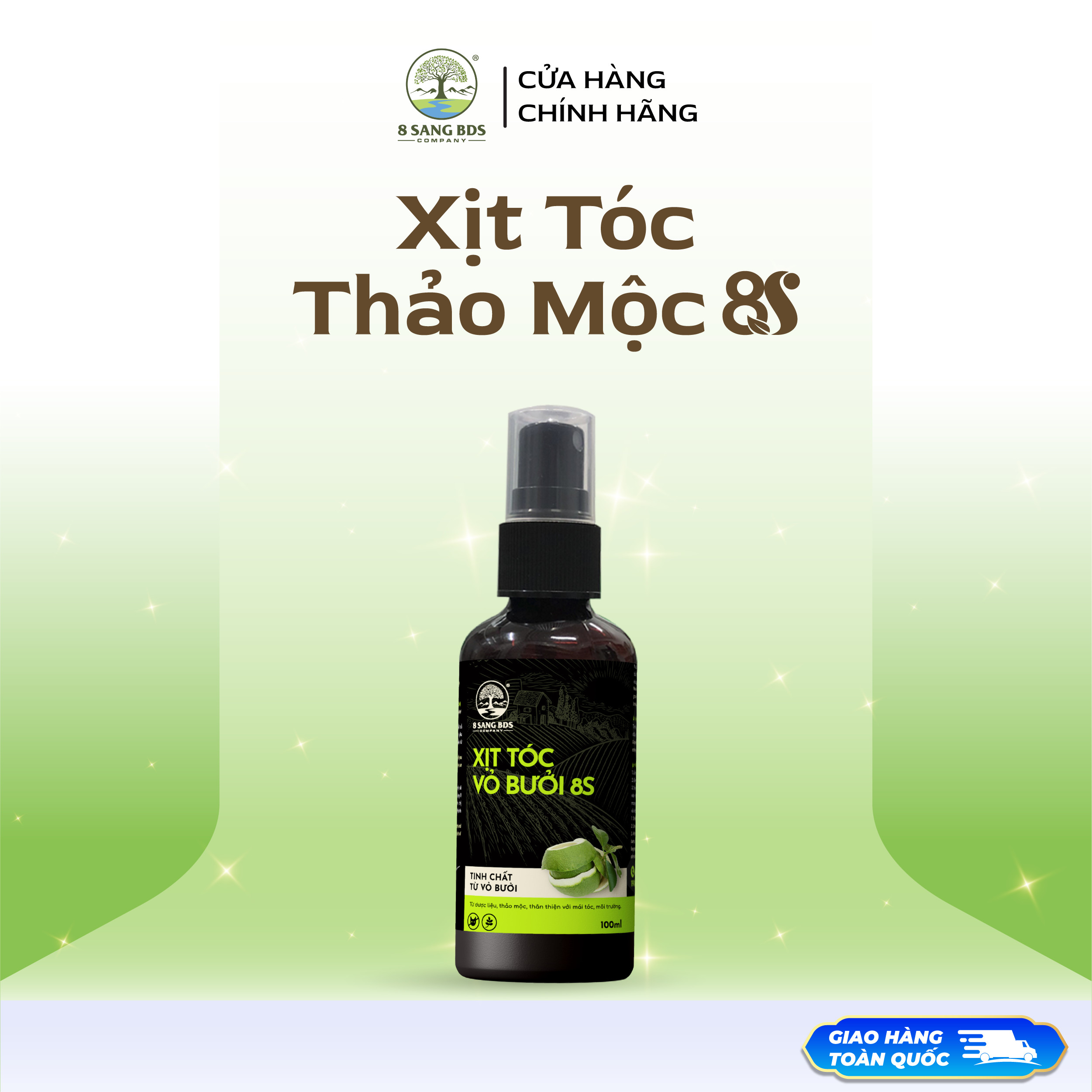 Xịt tóc vỏ bưởi 8s- kích thích mọc tóc, giảm gãy rụng