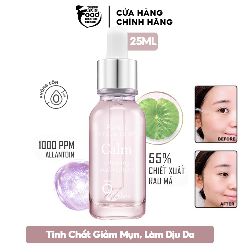 Tinh Chất Hỗ Trợ Làm Giảm Mụn, Làm Dịu Da 9 Wishes Calm Relieving Anti-redness Ampule Serum 25ml