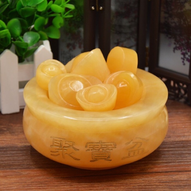 [HCM]Bát Tụ Bảo đá Ngọc Hoàng Long thiên nhiên 8 Hũ Vàng Tặng kèm 100g đá vụn chiêu tài hút lộc - Vật Phẩm Phong Thủy
