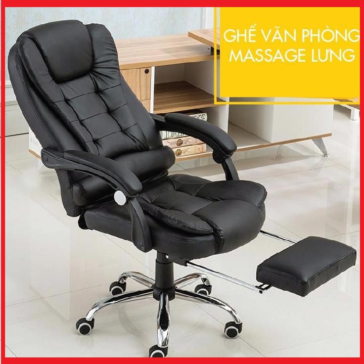 Ghế Văn Phòng Có Massage Lưng Kèm Để Chân Cao Cấp - Ghế Da Giám Đốc Có Matxa Thư Giãn