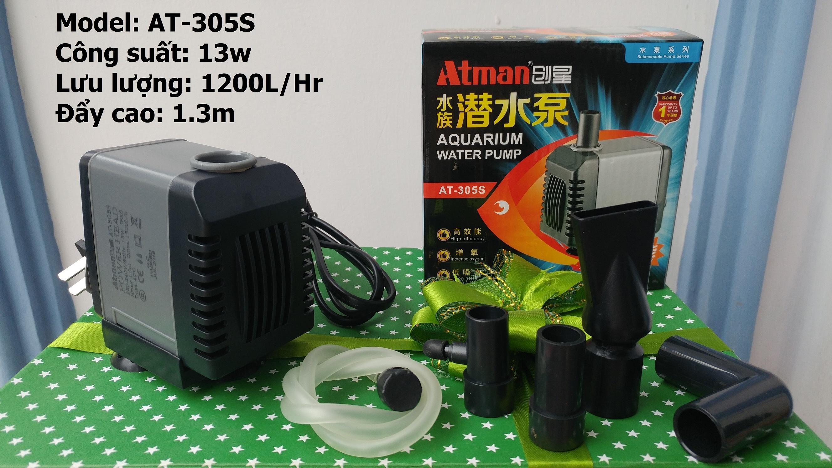 Máy bơm Atman 305S, 13W-1200L/hr dùng cho hồ cá.