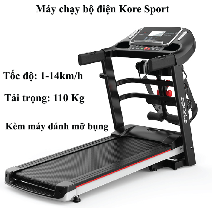 Tặng tạ tay - Máy chạy bộ điện Lidak mẫu mới 14km, Máy chạy bộ tại nhà có đánh mỡ bụng, màn led phím bấm đa chức năng