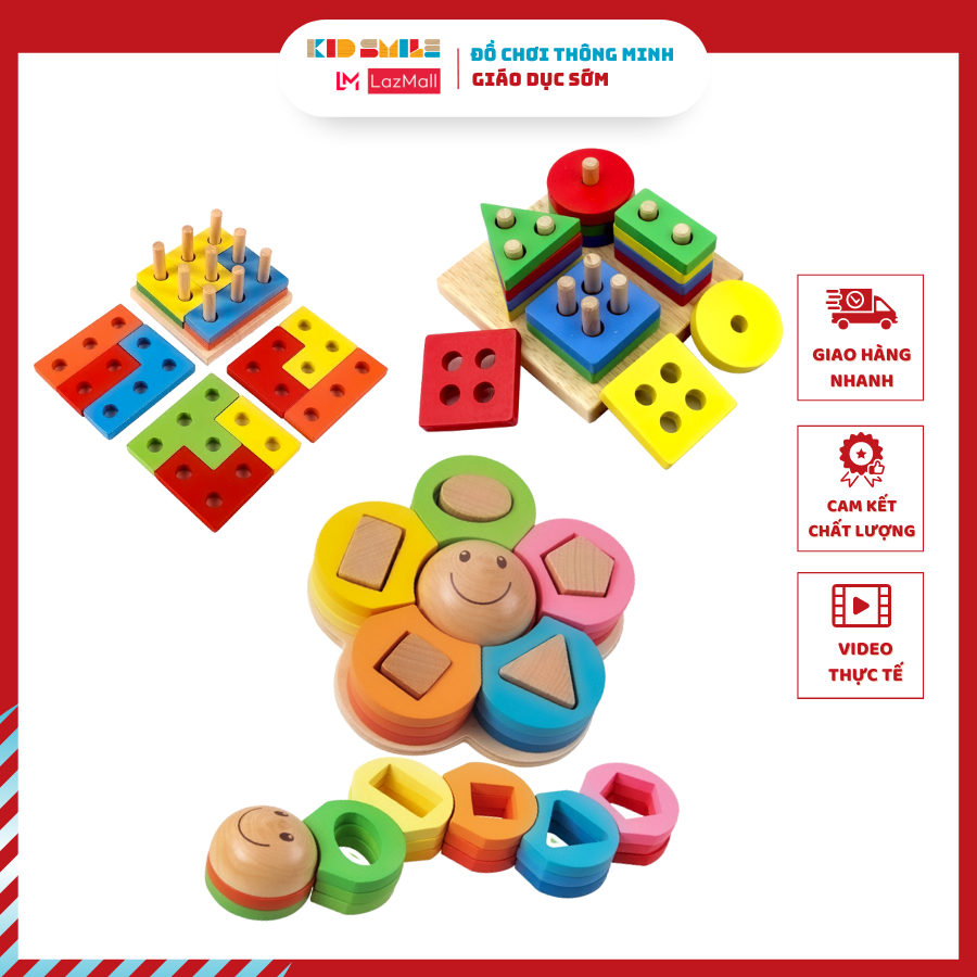 Đồ Chơi Trẻ Em Thông Minh Bộ Xếp Hình Xiên Cọc  Phát Triển Tư Duy Logic Cho Trẻ Em Từ 1 Tuổi Trở Lên, Chất Liệu Gỗ Tự Nhiên Bền Đẹp