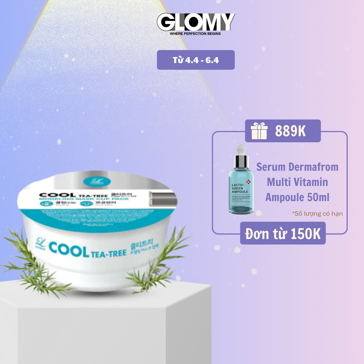 Mặt nạ dẻo LINDSAY tràm trà giảm mụn, dịu da - Cool Tea Tree Modeling Mask Cup Pack 28g