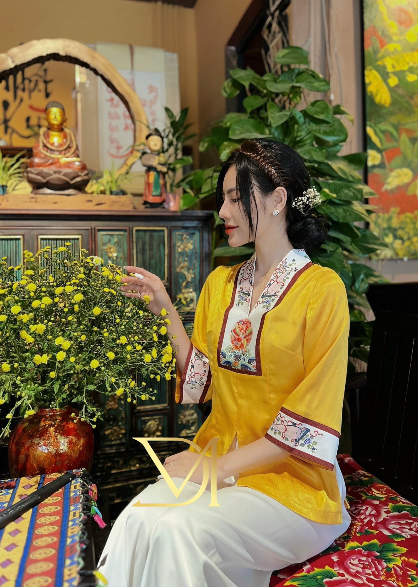 Đồ lam đi chùa-pháp phục đi lễ chùa nguyên bộ cao cấp chất lụa mát mịn l04