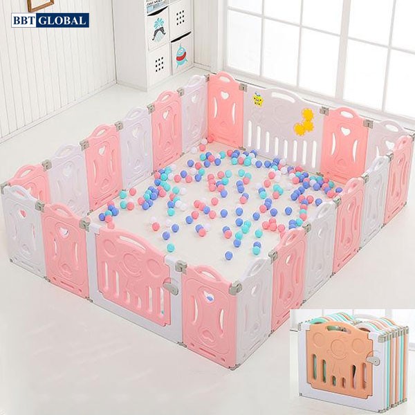 Quây cũi nhựa cho bé gấp gọn BR9505 16C màu- quây banh, nhà bóng, quây cũi