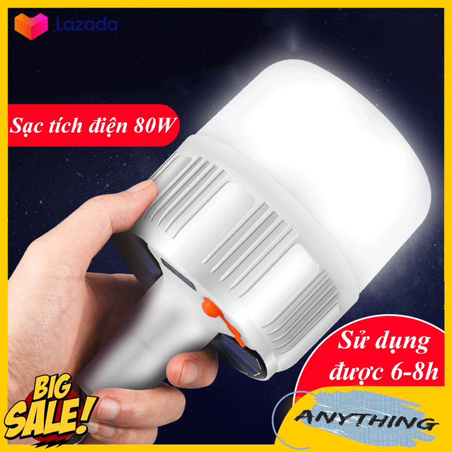 (Mẫu 2020) Bóng đèn LED sạc tích điện 5 chế độ- thời gian sử dụng 4-8h (sạc nặng lượng mặt trời) sử dụng cho hàng quán vỉa hè, hàng rong, dã ngoại, picnic ngoài trời anythingstore