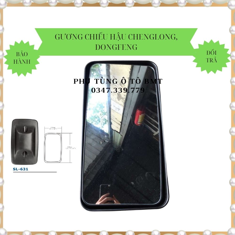 Gương chiếu hậu dongfeng trường giang 8 tấn - 15 tấn, chenglong 310, 340. mã sl-631, bắt dọc chính giữa, hình chữ nhật l325xb220