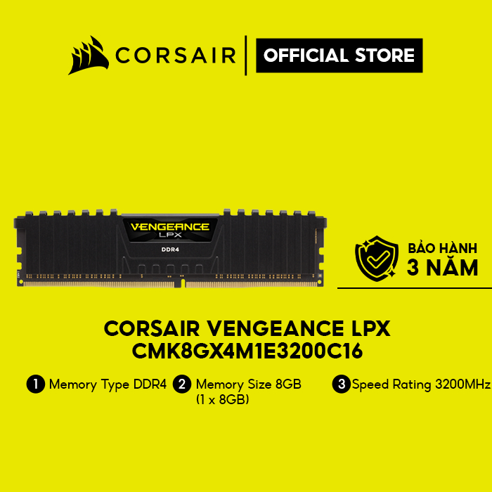 RAM PC CORSAIR VENGEANCE LPX 8GB DDR4 1x8G 3200MHz CMK8GX4M1E3200C16