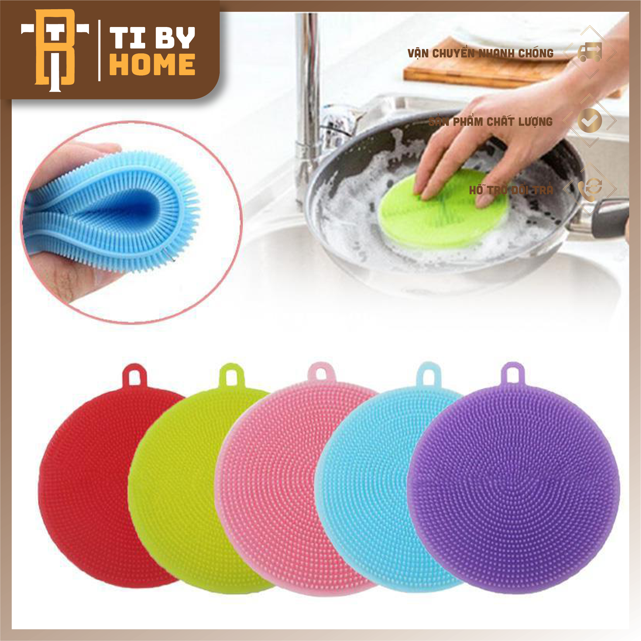 Miếng rửa chén dĩa silicon tibyhome, miếng rửa chén silicon đa năng tiện lợi