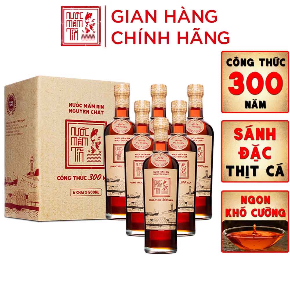 Nước mắm tĩn - làng chài xưa nhãn đỏ 40 độ đạm thùng 6 chai 500ml