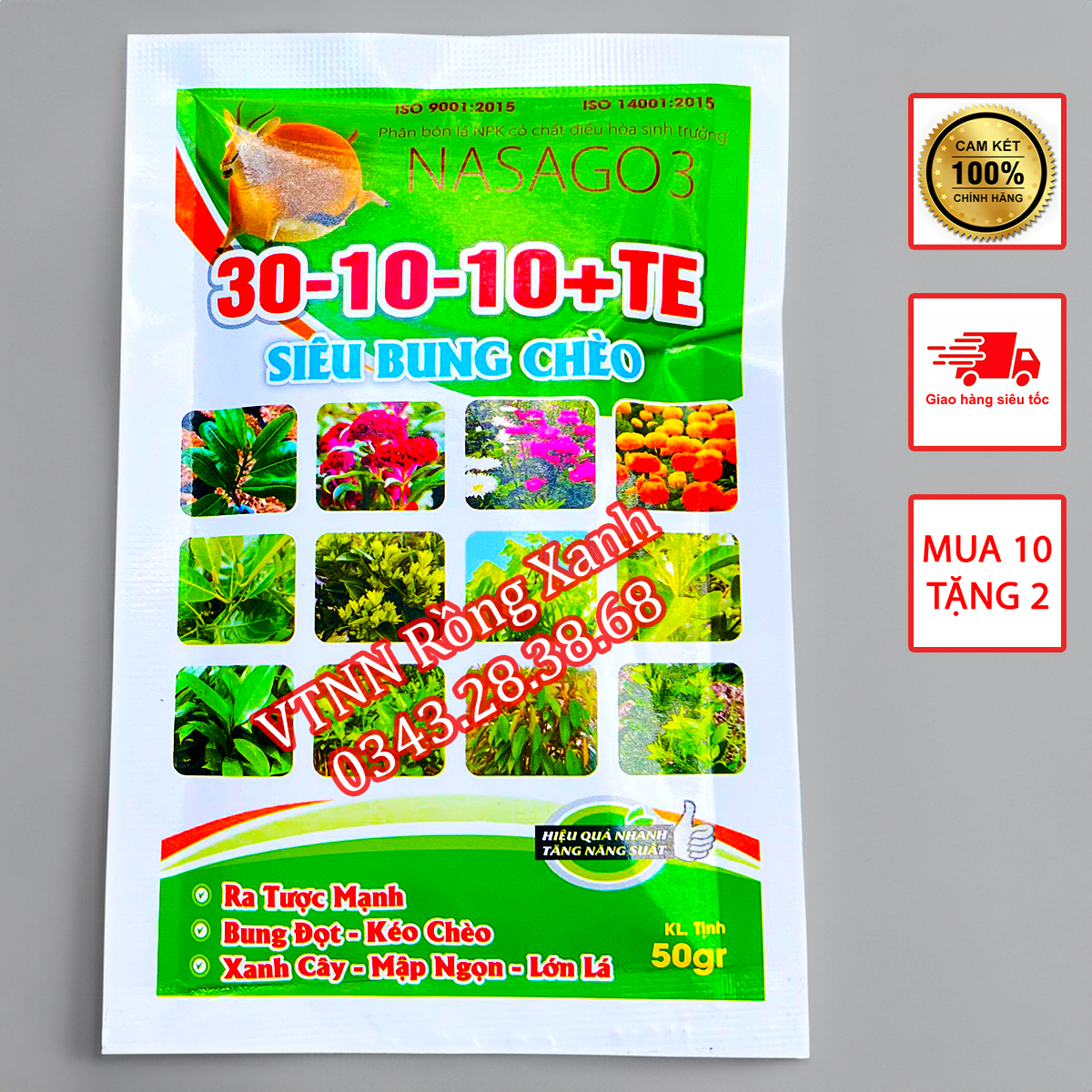 Phân bón 30 10 10 TE  siêu bung chèo ra tược mạnh bung đọt kéo chèo mập ngọn lớn lá