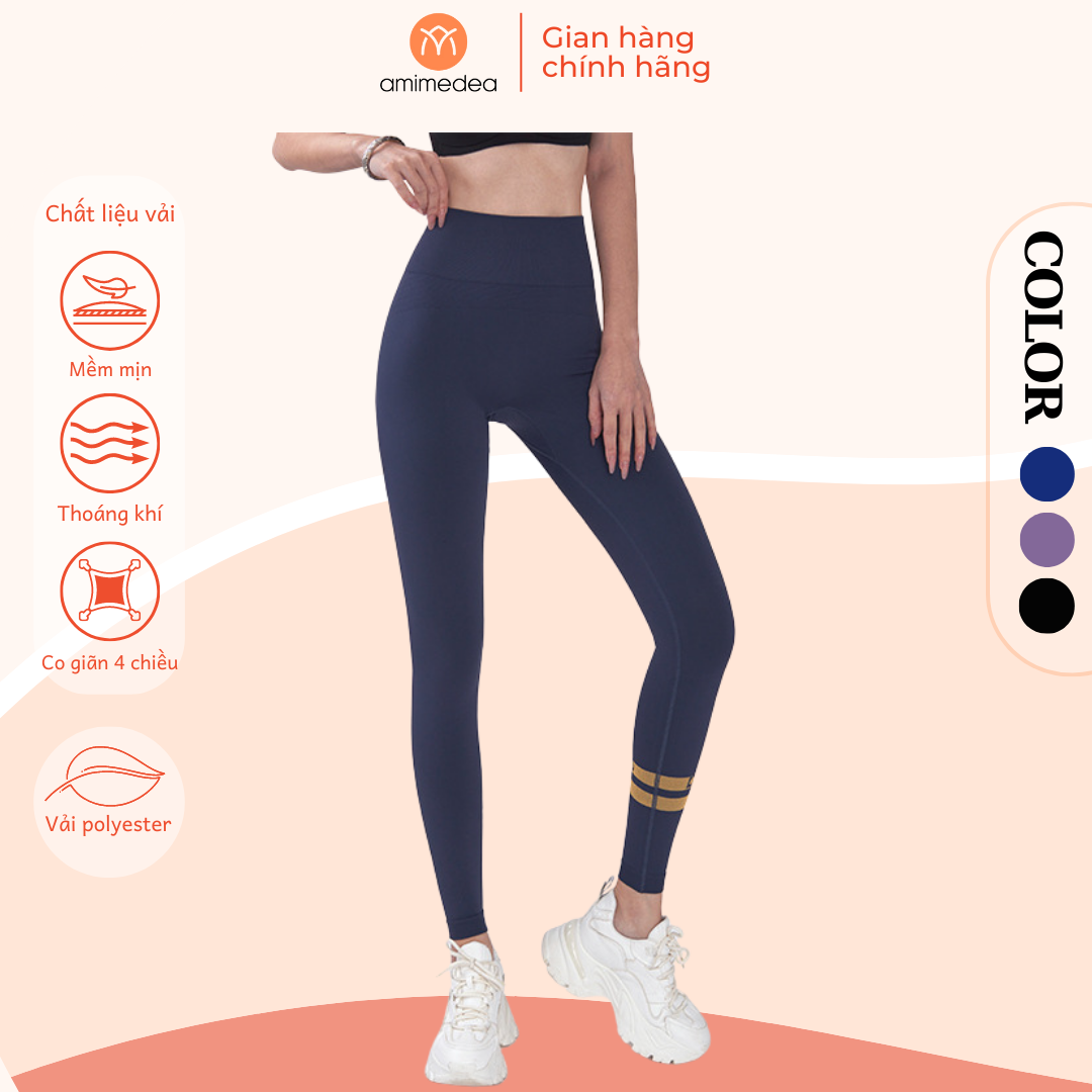 Quần thể thao legging,quần thể thao nữ tập gym, tập yoga AMI MEDEA lưng cao co giãn kiểu dáng năng động K2037