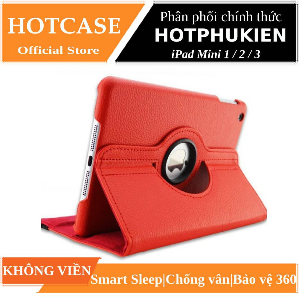 [HCM]Bao da cho iPad Mini 1 / 2 / 3 siêu chống sốc không viền xoay 360 độ hiệu HOTCASE (bảo vệ máy mặt da mịn) - Phân phối bởi Hotphukien