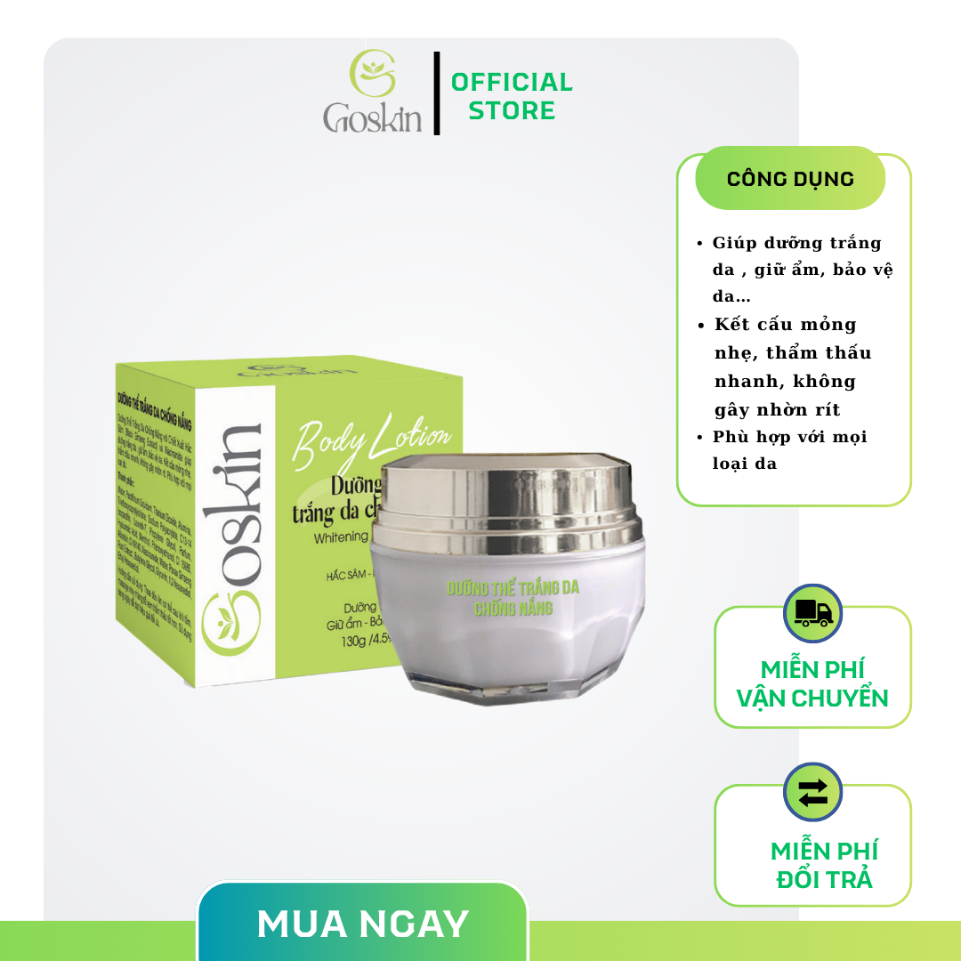 Kem dưỡng thể trắng da chống nắng 130g Goskin
