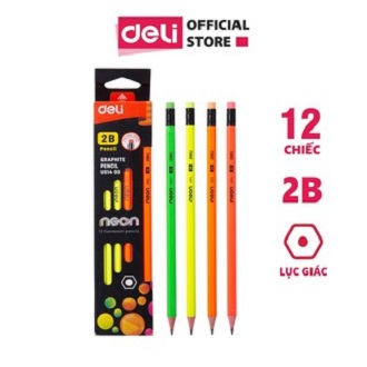 Bút chì 2b deli - neon nhiều màu sắc - 12 cây/hộp - wu51400