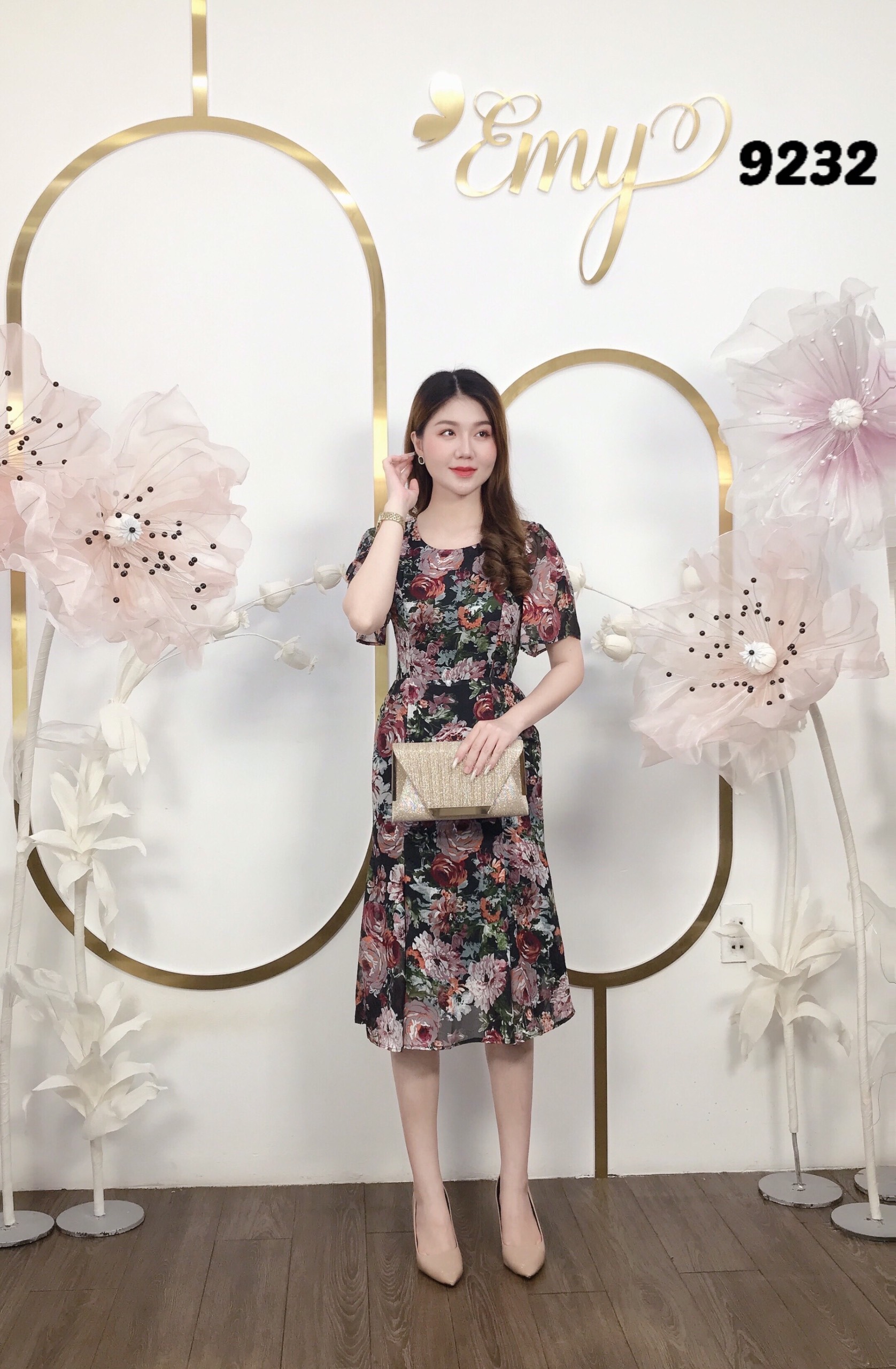 Đầm emy em9232 body hoa đuôi cá