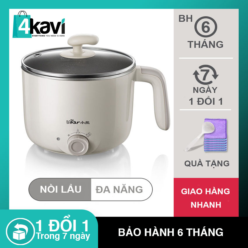 Nồi LẨu điện Mini, Nồi Lẩu điện đa năng mini. Nồi Chiên, xào, lẩu. Chất lượng cao cấp thương hiệu Bear. Tặng kèm Muỗng và Khăn Lau đa Năng.BẢo Hành 6 tháng bởi 4KAVI