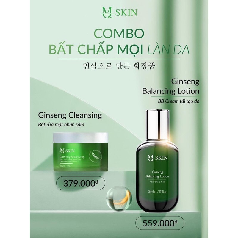 Combo bột rửa mặt mq và bb cream tái tạo da mq skin