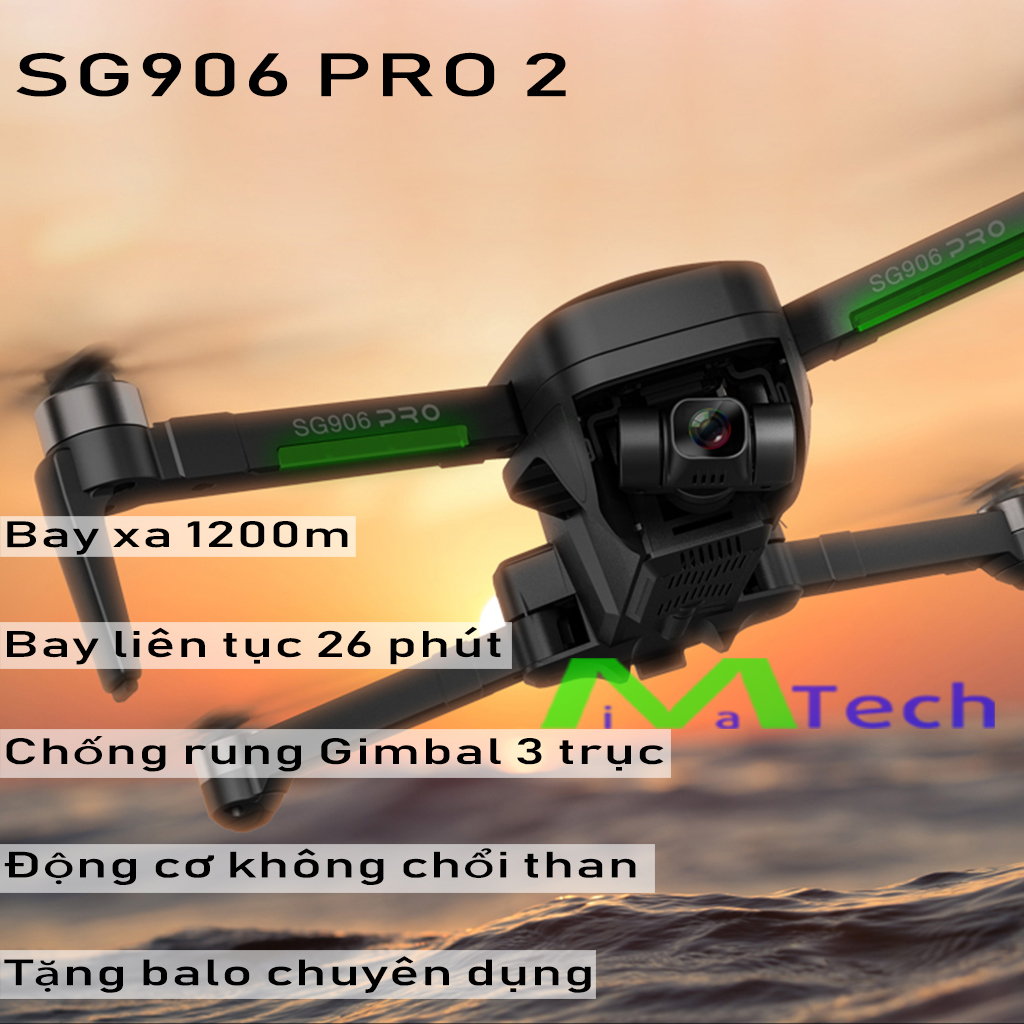 Flycam sg906 pro 2 gimbal 3 trục camera 4k bay 25 phút có gps tự động quay về tặng balo