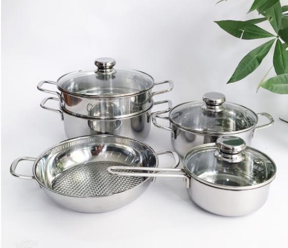 Bộ Nồi Inox 5 Chiếc Fivestar 3 đáy (Nắp Kính & Nắp Inox)