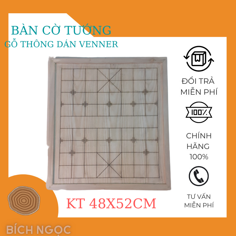 [Freeship 50k cho đơn từ 300k] Bàn cờ tướng gỗ đẹp  Gỗ thông KT 48X52CM X2CM- Mỹ Nghệ gỗ Bích Ngọc