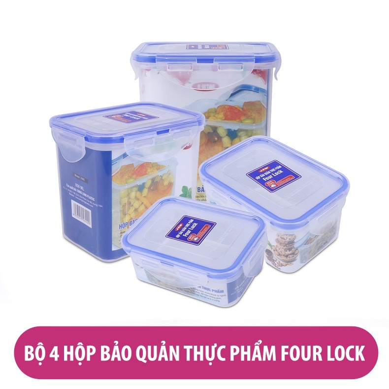 Hộp Đựng Bảo Quản Thực Phẩm Four Lock Nhựa Song Long 250X