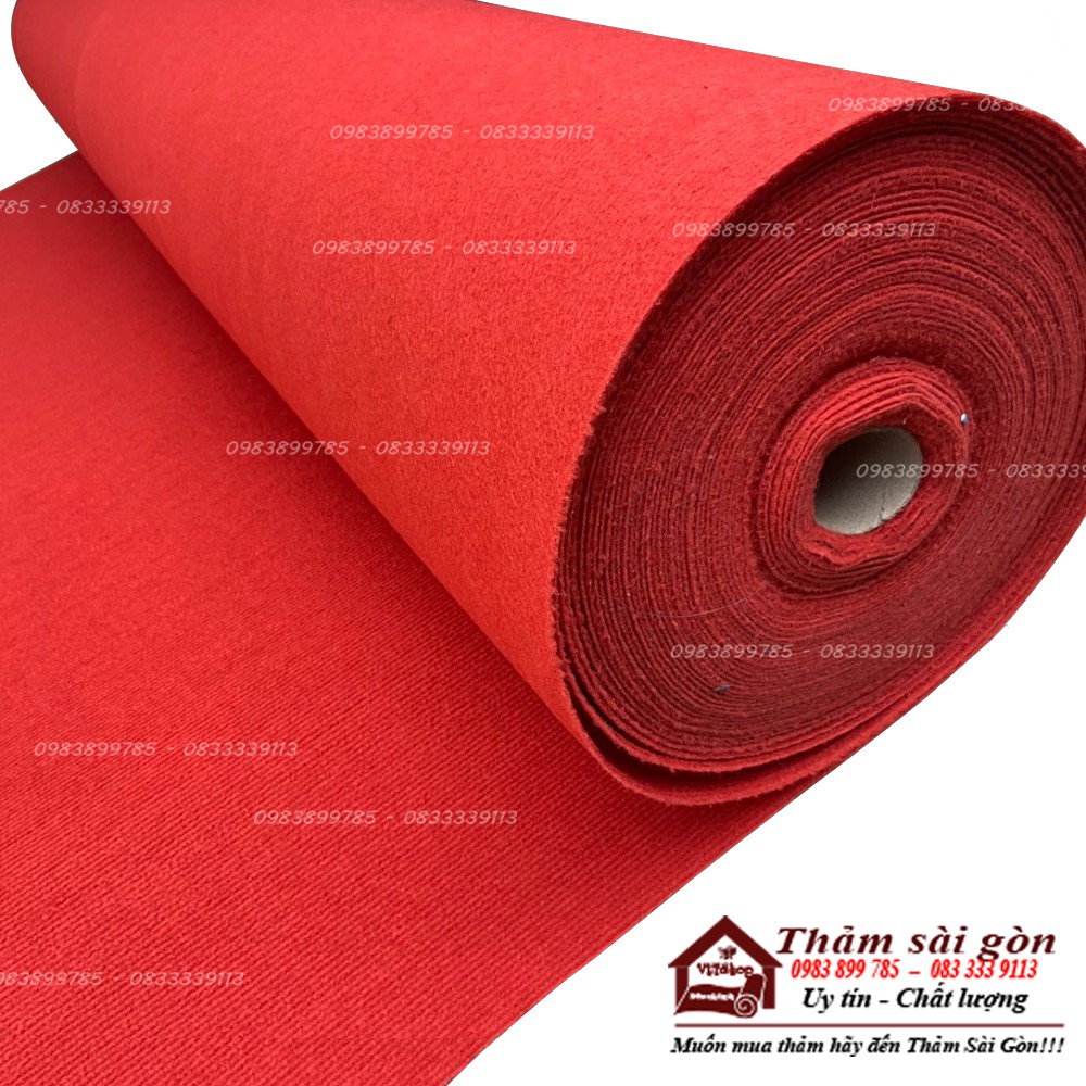 Thảm nỉ trải sàn màu đỏ - thảm nỉ lót sàn nhà văn phòng sự kiện màu đỏ dày 3mm