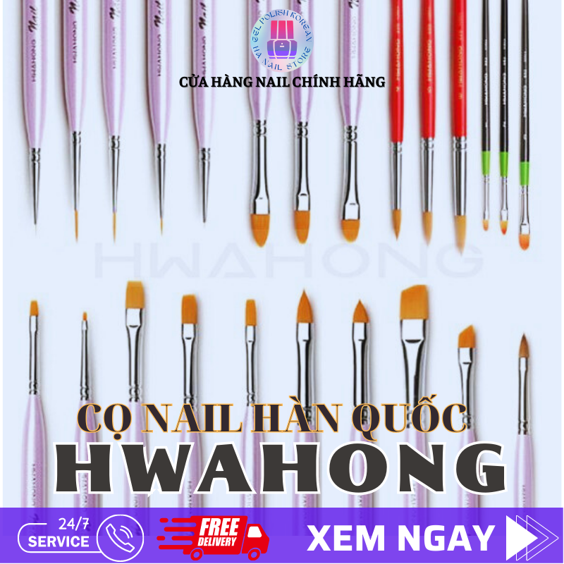 Cọ vẽ nghệ thuật nail Hwahong Hàn Quốc - Phụ kiện chuyên nghiệp cho nghệ thuật vẽ móng tay gel, nhiều size chọn lựa