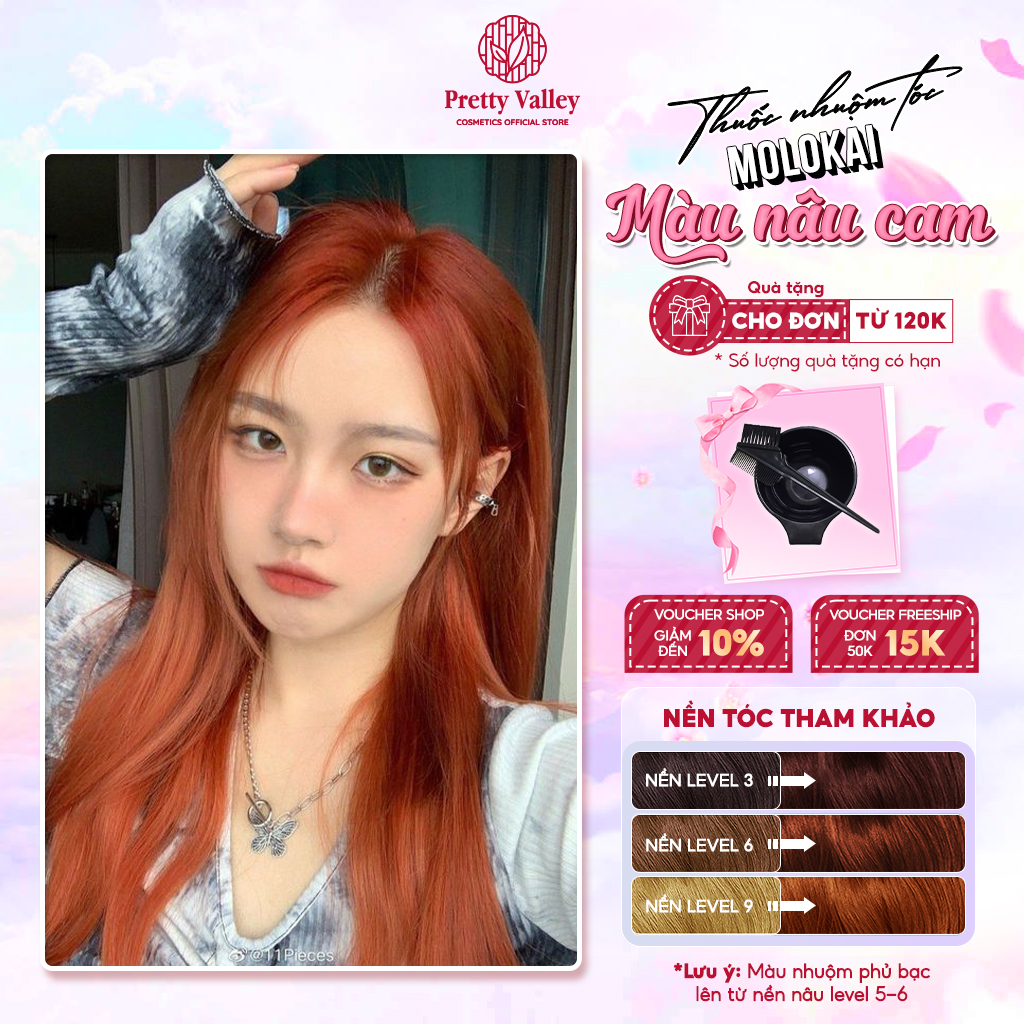 Thuốc nhuộm tóc màu NÂU CAM Molokai siêu dưỡng, nhuộm tóc an toàn tại nhà lên màu chuẩn  - Pretty Valley Hair