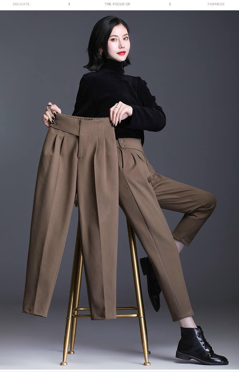 [Duy nhất 20H 10.11 - 13.11, Mua 2 giảm 10%] (Sale Xả Hàng)Quần baggy công sở nữ vạt khuy cạp chéo cạp lệch cúc bên hông quần vải tây