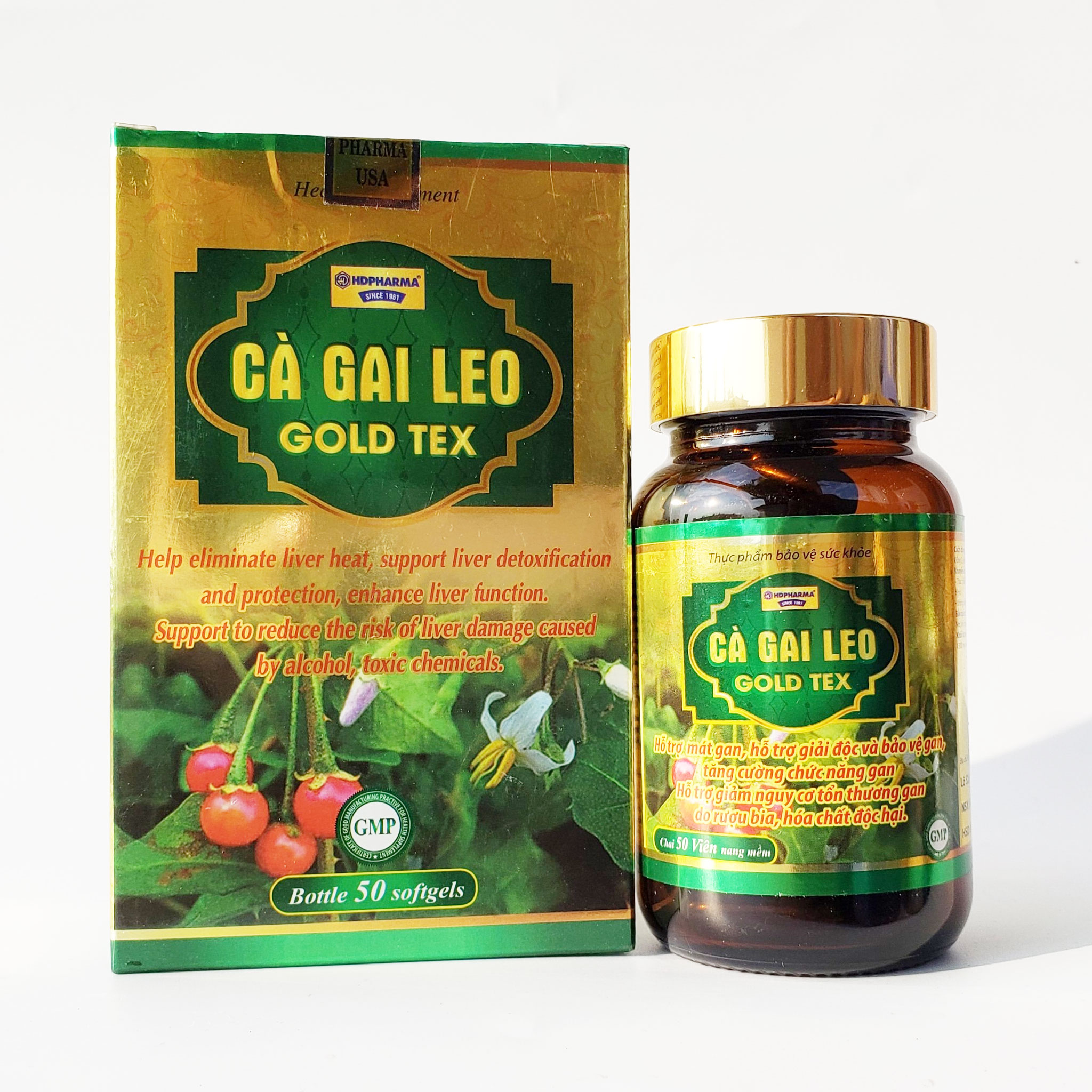 Bổ gan Cà Gai Leo GOLDTEX hỗ trợ giải độc gan,làm mát gan, hạ men gan, tăng cường chức năng gan - HỘP 50 viên