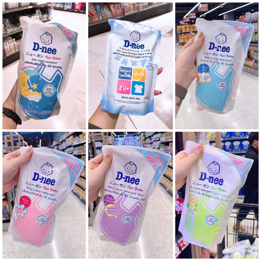 Nước giặt xả 2 trong 1 dnee thái lan - nước giặt chuyên dùng cho bé - 600ml/túi