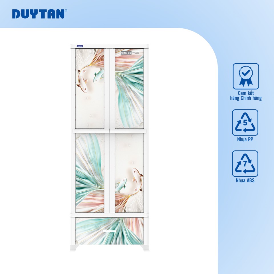 Tủ đựng quần áo WING-L 1 Ngăn, tủ nhựa Duy Tân, thiết kế 2 cửa cánh dài, 1 ngăn kéo, tủ treo quần áo phù hợp, tủ quần áo trẻ em và gia đình